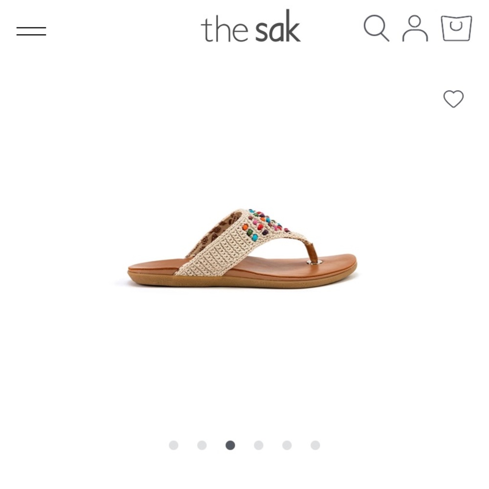 The Sak Cream Crochet Beaded Thong Sandals with Multicolor Embellishments - Picture 5 of 9
